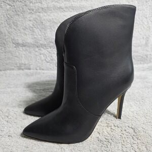 Nine West Black Leather Pointed Toe Stiletto Ankle Boots Booties Womens 7.5M NEW
